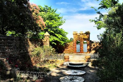 Low angle view of temple against sky