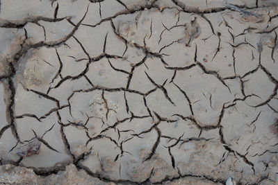 High angle view of cracked land