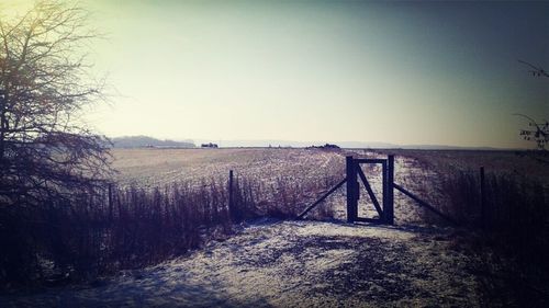 View of field against clear sky