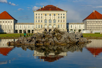 Reflection of buildings in lake