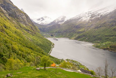 View on geiranger fjord in norway. landscape, nature, travel and tourism. beauty in nature.