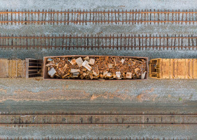 High angle view of railroad tracks