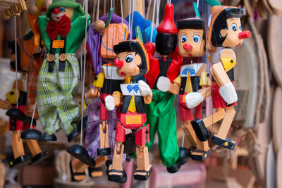 Close-up of figurines for sale