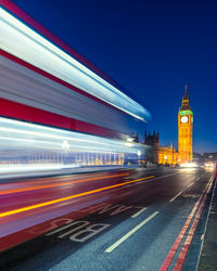 Light trails on westminster bridge at night