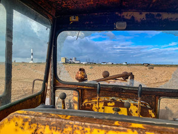 View of abandoned car window