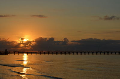 Scenic view of sea against sky at sunset