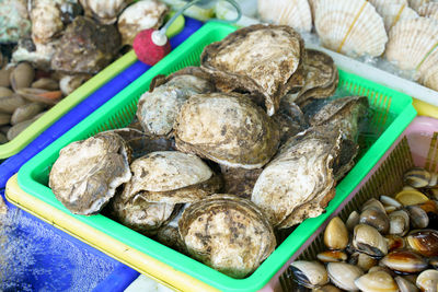 High angle view of food for sale