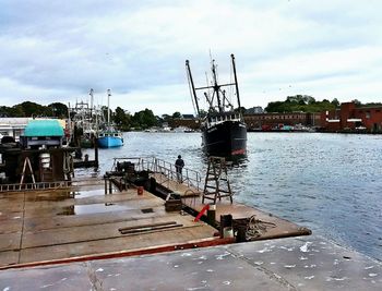 Boats in harbor