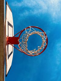 Low angle view of basketball hoop against sky