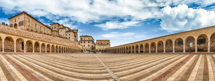 Panoramic view of historic building against sky