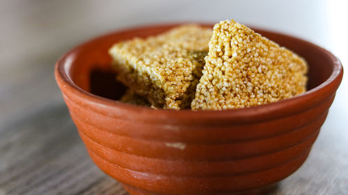 Close-up of breakfast on table