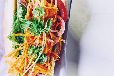 High angle view of vegetables in plate