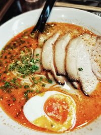 Close-up of food served in plate