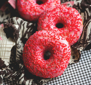 Close-up of donuts on table