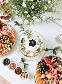 High angle view of food on table