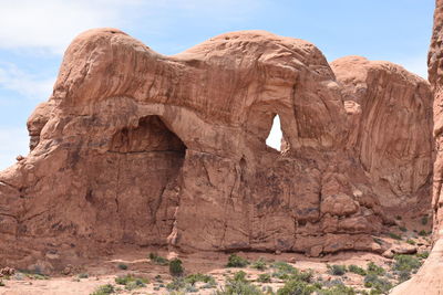 Low angle view of rock formations