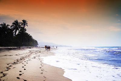 Scenic view of beach against sky during sunset