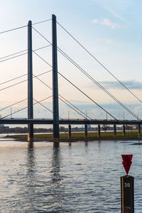 View of suspension bridge over river