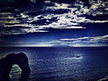 Scenic view of sea against cloudy sky