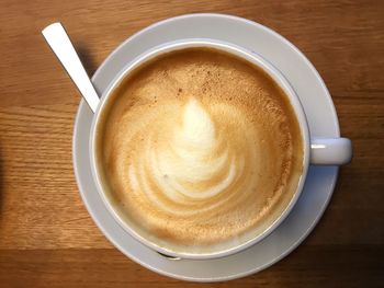 High angle view of coffee on table