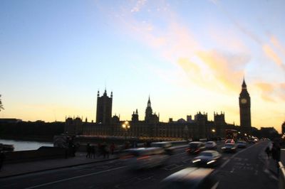 Sunset over city