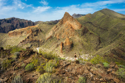 Stunning mountains view southern teno region vith view on montana guama in tenerife, spain