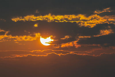 Low angle view of clouds in sky during sunset