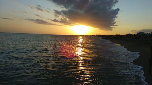 Scenic view of sea at sunset