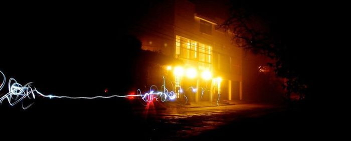View of illuminated building at night