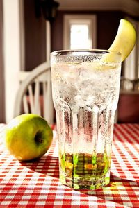 Close-up of drink in glass on table