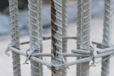 Close-up of rope tied to metal