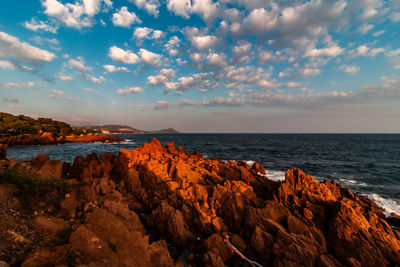 Scenic view of sea against sky during sunset