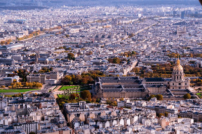 High angle view of buildings in city