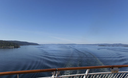 Scenic view of river against clear blue sky