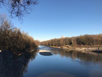 Scenic view of lake against clear sky