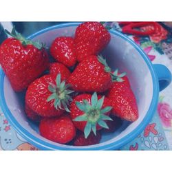 Close-up of strawberries in bowl