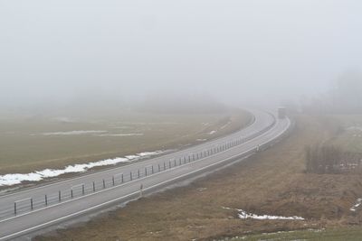 Scenic view of sea in foggy weather