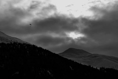 Scenic view of mountains against cloudy sky