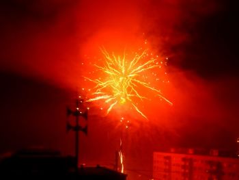 Firework display at night