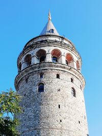 Low angle view of historical building against blue sky