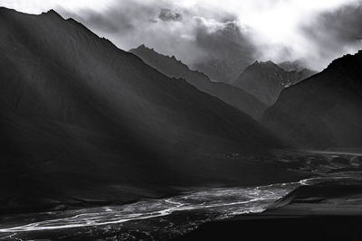 Scenic view of sea against mountains