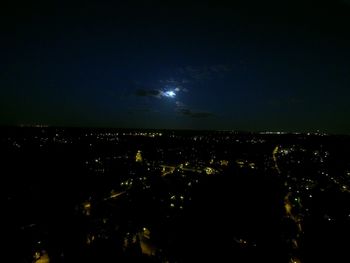 Aerial view of city at night