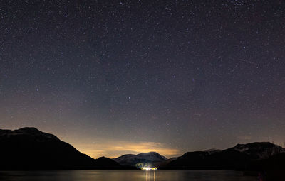 A view of the night sky over ullswater in the english lake district