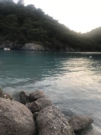 Scenic view of lake against sky