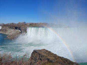 Panoramic view of waterfall against sky