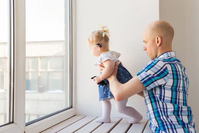 Mother and son at home