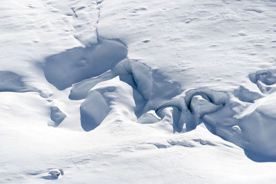 Aerial view of snow covered land