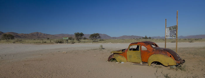 Car wreck at solitaire, a small town in the middle of namibia