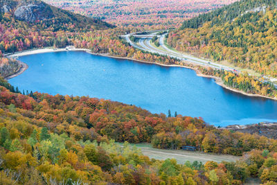 High angle view of river during autumn