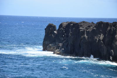 Scenic view of sea against clear sky